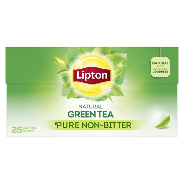 چای سبز کیسه‌ای لیپتون خالص بسته 25 عددی