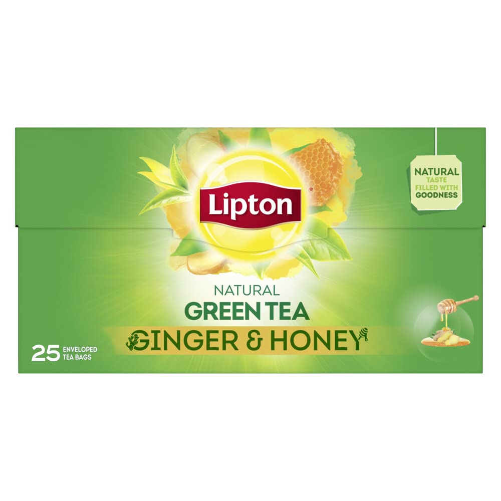 چای سبز کیسه‌ ای لیپتون با طعم زنجبیل و عسل بسته 25 عددی