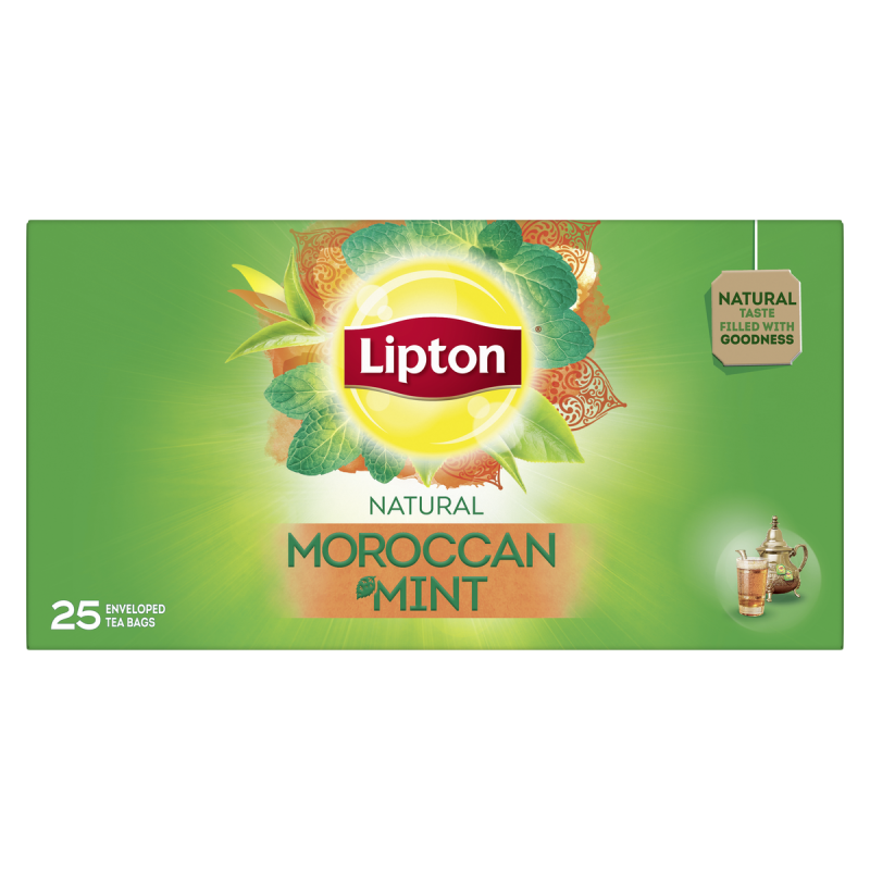 چای سبز کیسه‌ ای لیپتون با طعم نعناع مراکشی بسته 25 عددی